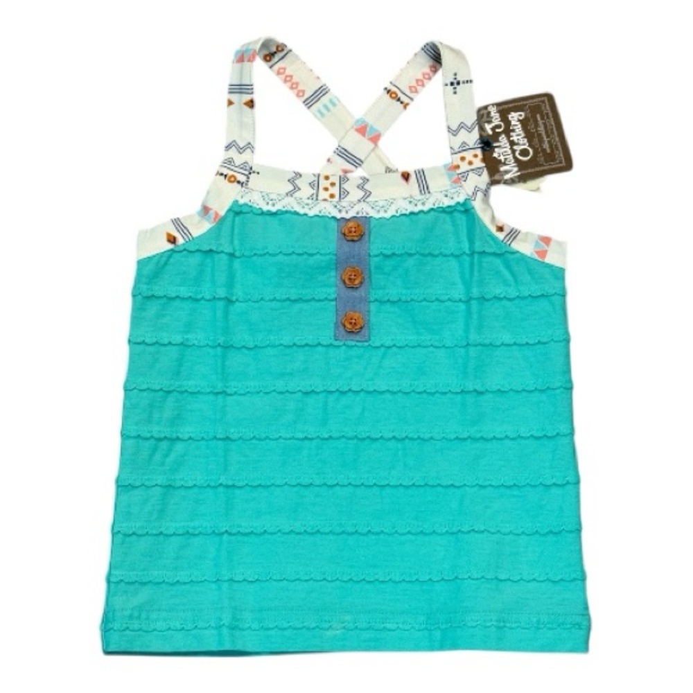 Matilda Jane Turquoise Top with Patterned Accents